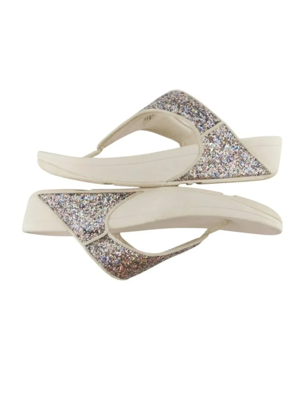 FITFLOP Champagne Glitter Bling Thong Sandals 10
